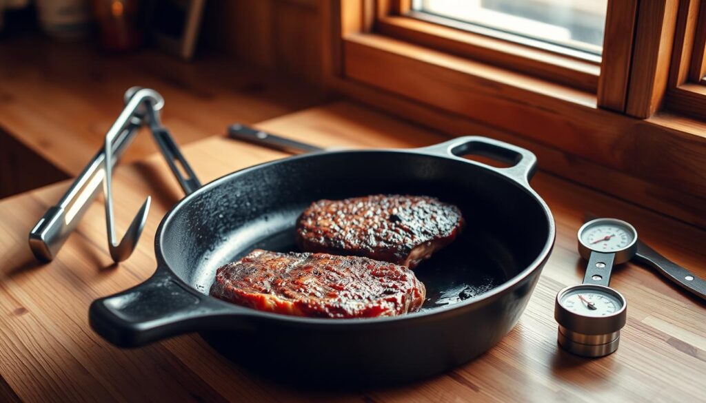 Cast Iron Skillet for Steak Preparation